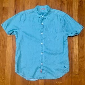 Tommy Bahama Short Sleeve Men’s Medium Blue Linen